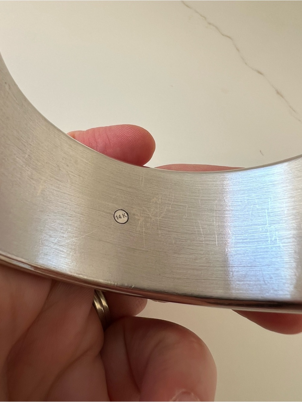Milor BellaOro Textured Bold Bangle, 14K White Gold Over Resin - Picture 3 of 9